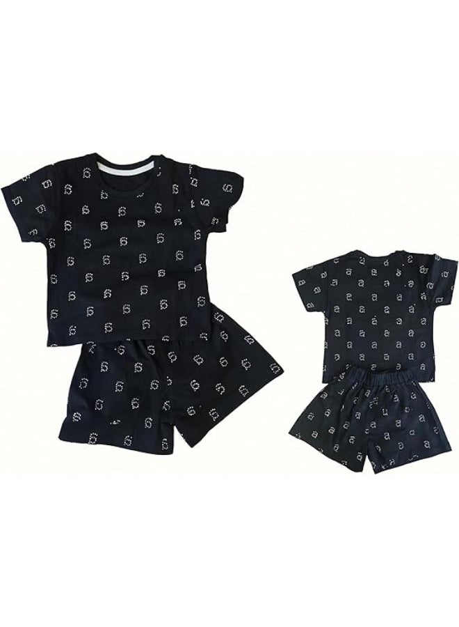 MINIIMODZ Alpha Print Shorts for Girls | Soft Cotton Mini Shorts with Alphabet Print | Toddler Nightwear & Casual Shorts - Image 2